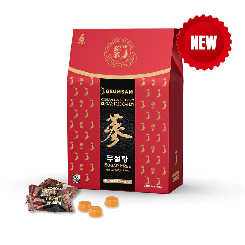 GEUMSAM Korean Red Ginseng Sugar Free Candy Carton (160g x 12 Bags)