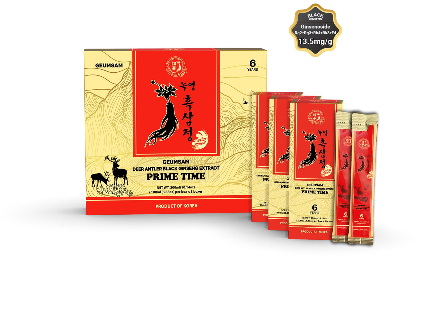 GEUMSAM Deer Antler Black Ginseng Extract Stick Pouch PRIME TIME (30 Stick Pouches)